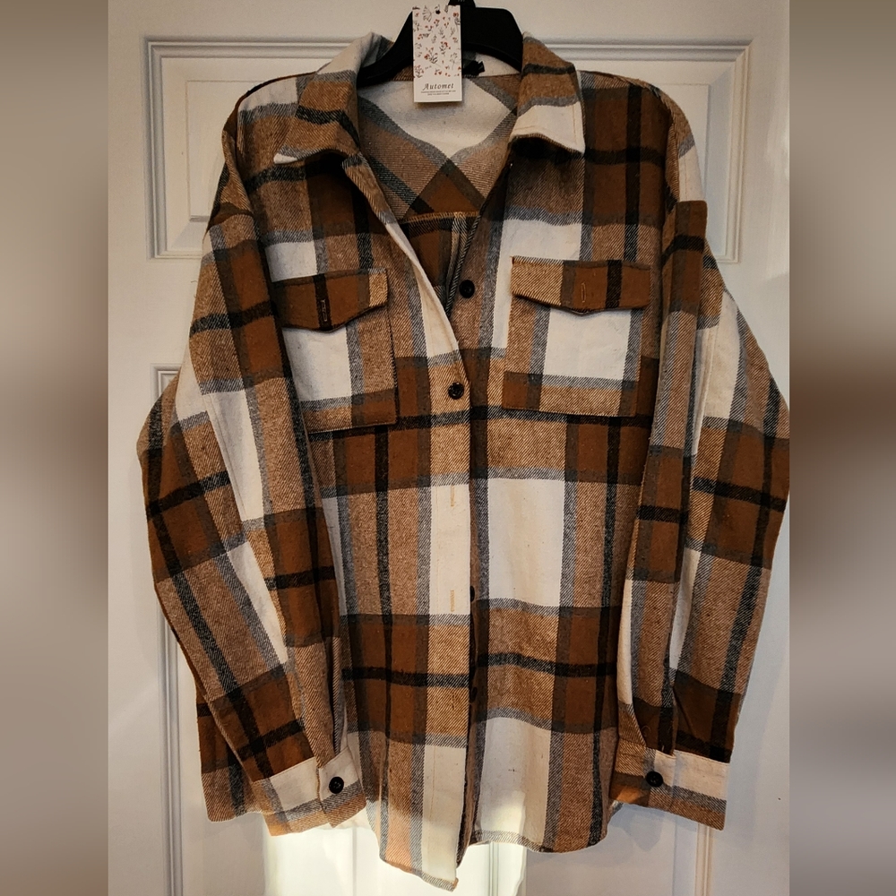 Automet Women's Casual Plaid Shacket
